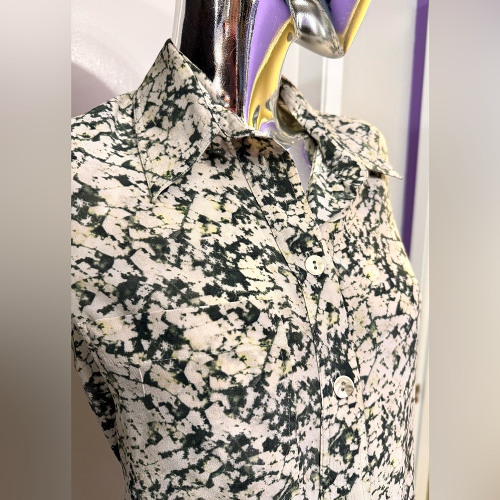 Nanushka - Cream Silk Blouse Green w/Yellow - Picture 2 of 5